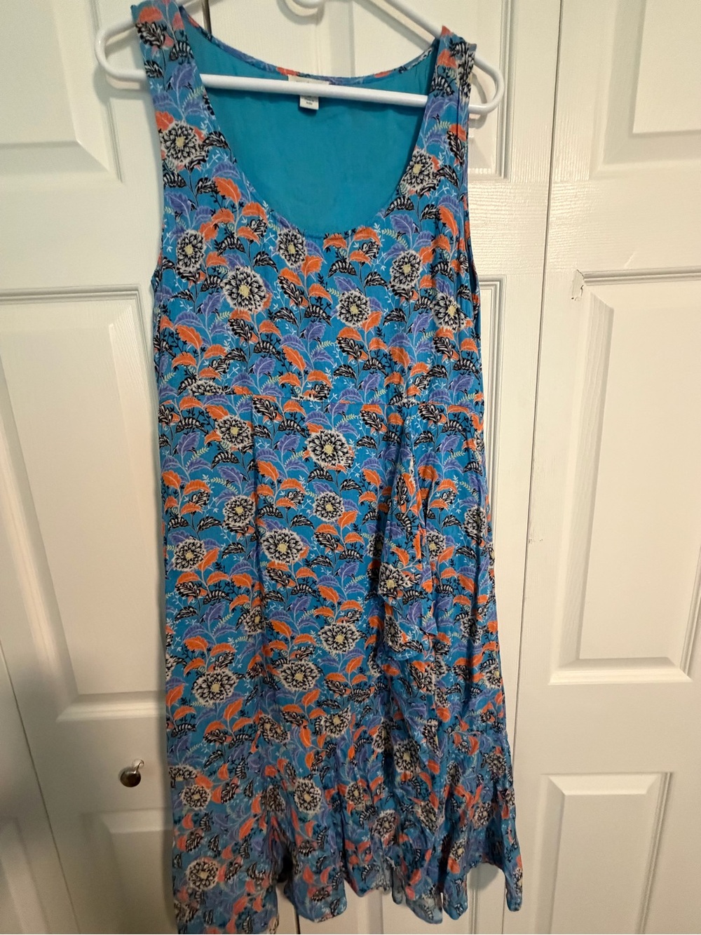 Sundance Blue Floral Maxi Dress with Orange Accents